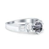 Art Deco Round Natural Stone Cocktail Ring