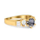 Art Deco Round Natural Stone Cocktail Ring