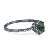Art Deco Oval Hidden Halo Ring