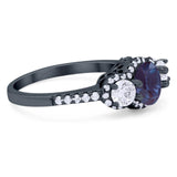 Three Stone Round Natural Stone Ring