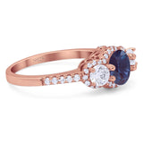 Three Stone Round Natural Stone Ring