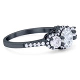 Three Stone Round Natural Stone Ring