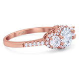 Three Stone Round Natural Stone Ring