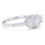 Three Stone Round Natural Stone Ring