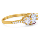 Three Stone Round Natural Stone Ring