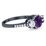 Three Stone Round Natural Stone Ring