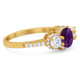 Three Stone Round Natural Stone Ring