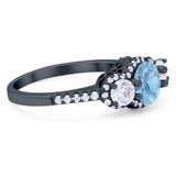 Three Stone Round Natural Stone Ring