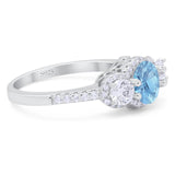 Three Stone Round Natural Stone Ring