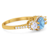 Three Stone Round Natural Stone Ring