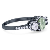 Three Stone Round Natural Stone Ring