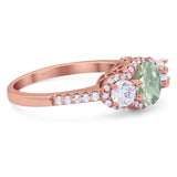 Three Stone Round Natural Stone Ring