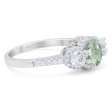 Three Stone Round Natural Stone Ring