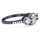 Three Stone Round Natural Stone Ring