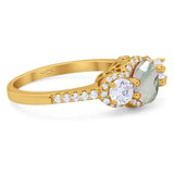 Three Stone Round Natural Stone Ring