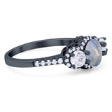 Three Stone Round Natural Stone Ring