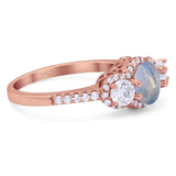 Three Stone Round Natural Stone Ring