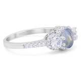 Three Stone Round Natural Stone Ring