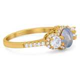 Three Stone Round Natural Stone Ring