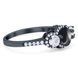 Three Stone Round Natural Stone Ring