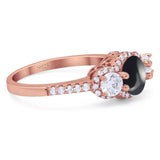 Three Stone Round Natural Stone Ring