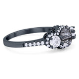 Three Stone Round Natural Stone Ring