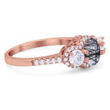 Three Stone Round Natural Stone Ring