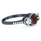 Three Stone Round Natural Stone Ring