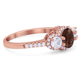 Three Stone Round Natural Stone Ring