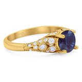 Vintage Style Round Natural Stone Ring