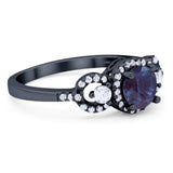 Round Natural Stone Three Stone Ring