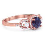 Round Natural Stone Three Stone Ring