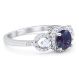 Round Natural Stone Three Stone Ring