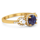 Round Natural Stone Three Stone Ring