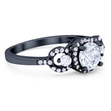 Round Natural Stone Three Stone Ring