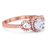 Round Natural Stone Three Stone Ring