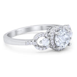 Round Natural Stone Three Stone Ring