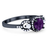 Round Natural Stone Three Stone Ring