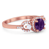 Round Natural Stone Three Stone Ring