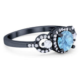 Round Natural Stone Three Stone Ring