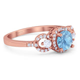 Round Natural Stone Three Stone Ring