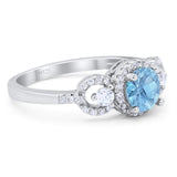 Round Natural Stone Three Stone Ring