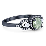 Round Natural Stone Three Stone Ring