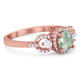 Round Natural Stone Three Stone Ring