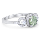 Round Natural Stone Three Stone Ring