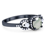 Round Natural Stone Three Stone Ring