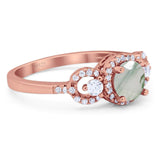 Round Natural Stone Three Stone Ring