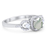 Round Natural Stone Three Stone Ring