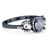 Round Natural Stone Three Stone Ring