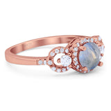 Round Natural Stone Three Stone Ring